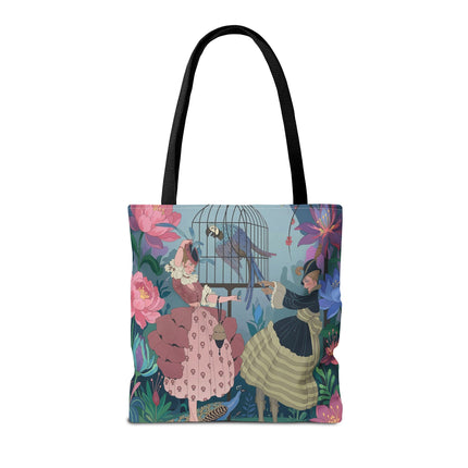 🦜🌸 The Ladies Of The Enchanted Aviary Tote Bag – Art Deco Floral Fantasy