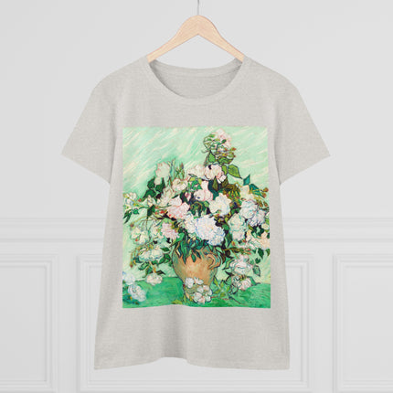 Roses by Vincent Van Gogh Women's Midweight Cotton Tee