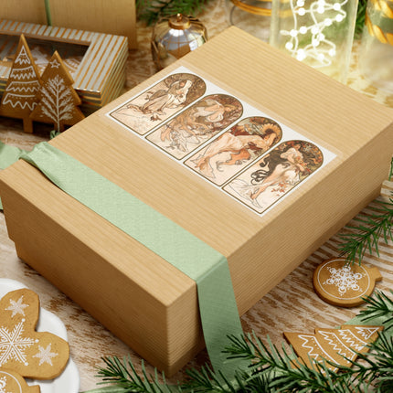The Seasons by Alphonse Maria Mucha Kiss-Cut Stickers (4 Sizes)