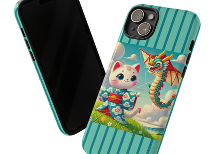 Geisha Kitten and the Dragon Kite Phone Cases