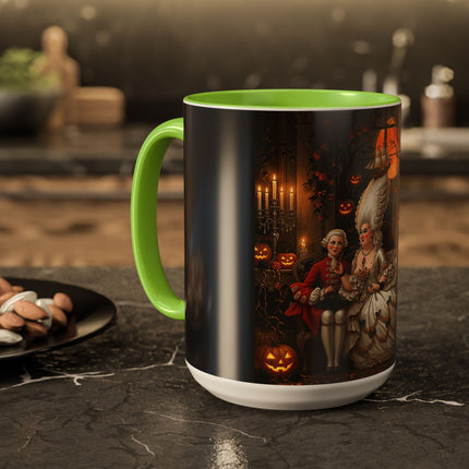 🌙🎃 The Moonlit Pumpkin Parlor Colorful Mug – Elegant Halloween Charm