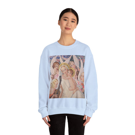 Madonna with Child Surrounded by Musical Angels by Gerda Wegener Heavy Blend™ Crewneck Sweatshirt