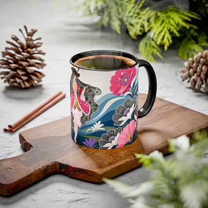 🌸🎀 The Pink Lace Garden Promenade Colorful Mug – Art Deco Fashion Elegance