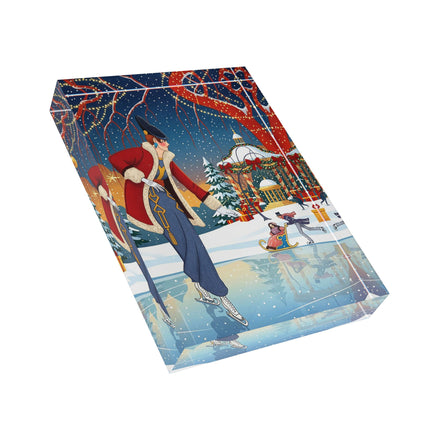 ⛸️🎄 The Christmas Skating Pavilion Acrylic Art Block – Art Deco Holiday Fantasy