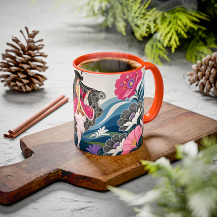 🌸🎀 The Pink Lace Garden Promenade Colorful Mug – Art Deco Fashion Elegance