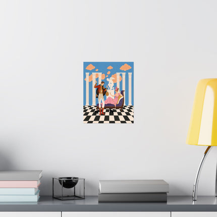 🎭🐈 The Masquerade Of The Black Cats Matte Vertical Poster – Art Deco Neoclassical Whimsy