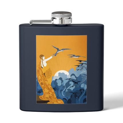 Falcon Mistress Stainless Steel Flask – Art Deco Majesty & Mythic Freedom