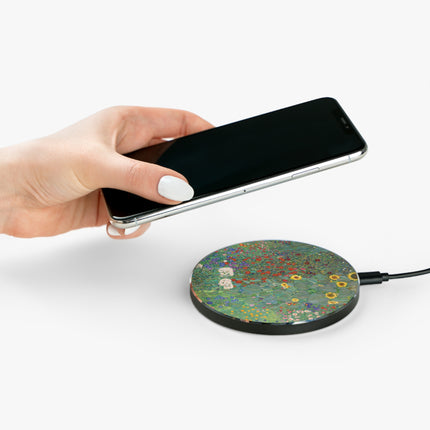 Farm Garden with Sunflowers by Gustav Klimt Wireless Charger