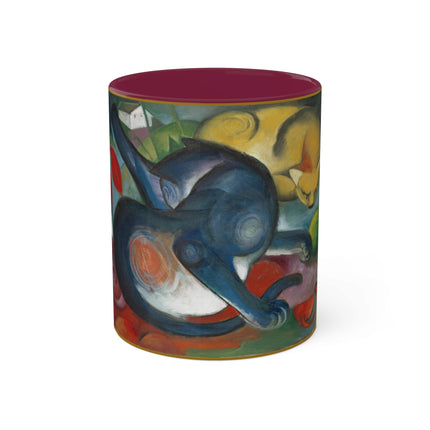 Two Cats, Blue and Yellow by Franz Marc Colorful Mugs, 11oz