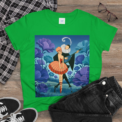 🎭🌺 The Garden Duet Cotton Tee – Art Deco Musical Whimsy