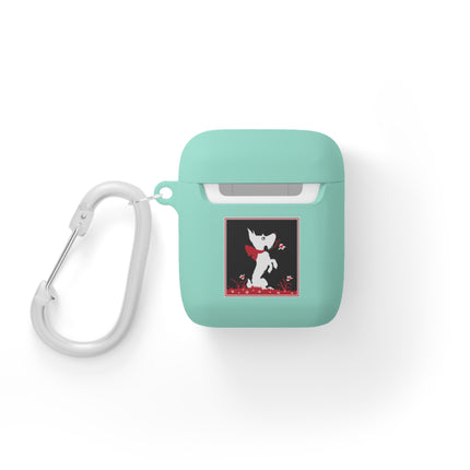 The Enchanting White Terrier with a Red Bow AirPods Case