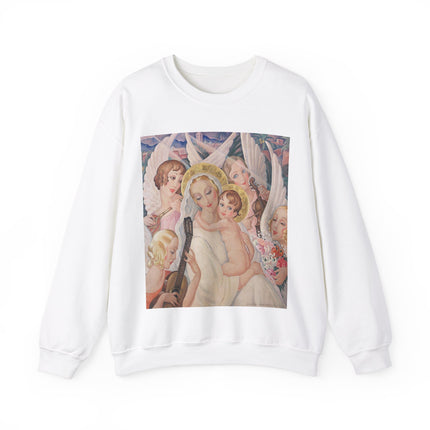 Madonna with Child Surrounded by Musical Angels by Gerda Wegener Heavy Blend™ Crewneck Sweatshirt
