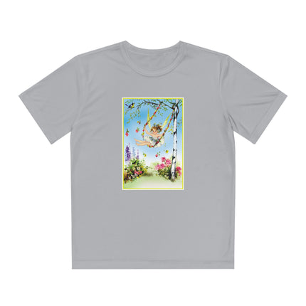 Spring Fairy's Floral Swing Youth Competitor Tee – Garden Magic & Whimsical Adventure
