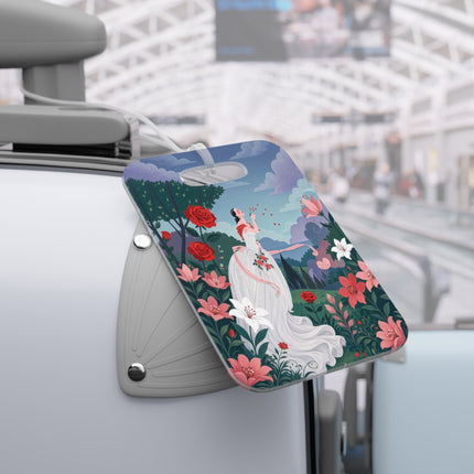 🌹💌 The Garden Of Blown Kisses Luggage Tag – Art Deco Floral Romance