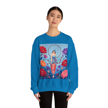 🎪🌺 The Flower Garden Harlequin Crewneck Sweatshirt – Art Deco Fashion Whimsy