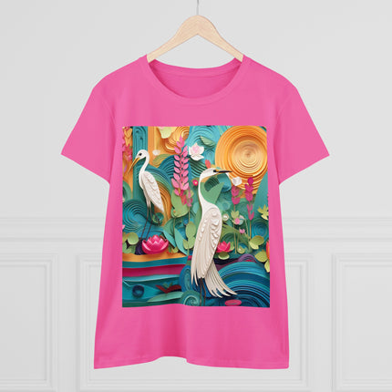 Elegant Egret Oasis Women's Midweight Cotton Tee