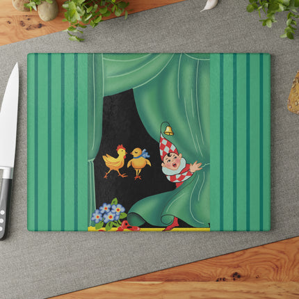 Easter Elf's Whimsy Glass Cutting Board