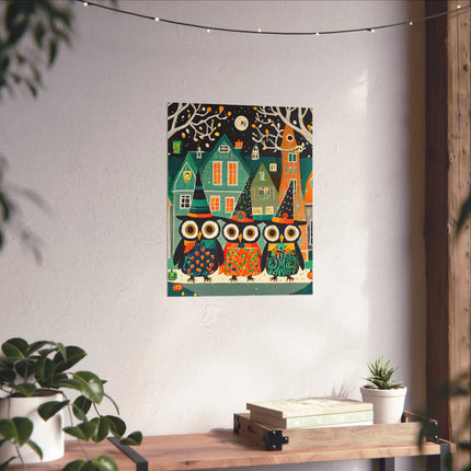 Night of the Trick-or-Treating Owlets Fine Art Posters