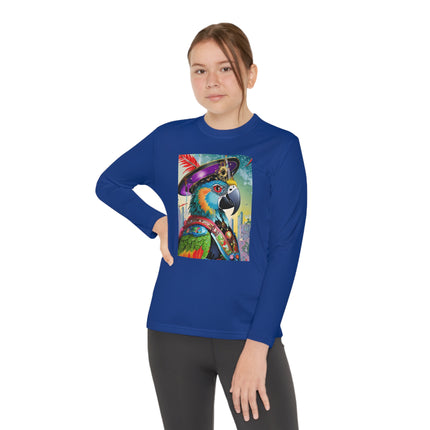 Tech Plumes Youth Long Sleeve Competitor Tee – Neon Wings & Cyberpunk Adventure