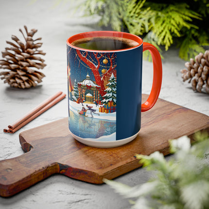 ⛸️🎄 The Christmas Skating Pavilion Colorful Mug – Art Deco Holiday Fantasy