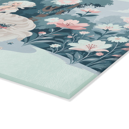 🌸📖 The Lady Of The Secret Garden Glass Cutting Board – Art Deco Floral Elegance