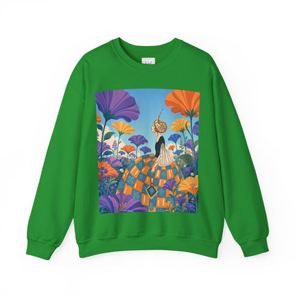 🌺🧡 The Lady Of The Golden Garden Crewneck Sweatshirt – Art Deco Fashion Fantasy