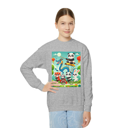 Rolling Along Together Youth Crewneck Sweatshirt – Friendship, Motion & Joyful Adventure