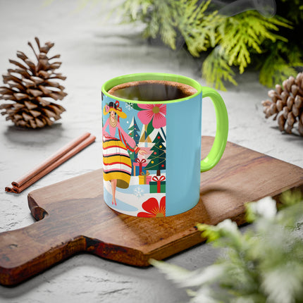 🌼🎄 The Christmas Blossom Belle Colorful Mug – Colorful Art Deco Holiday Fantasy