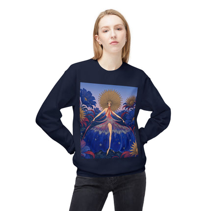 🌞🌸 The Celestial Blossom Garden Dancer Midweight Crewneck Sweatshirt – Art Deco Floral Fantasy