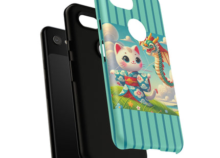 Geisha Kitten and the Dragon Kite Phone Cases