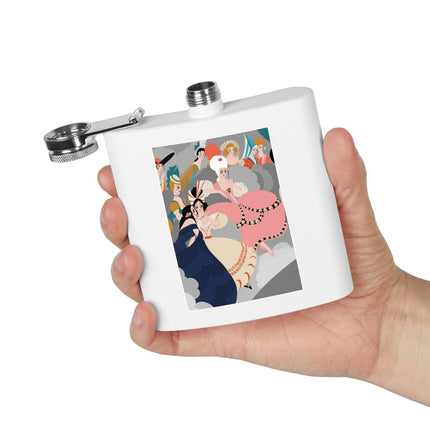 Celestial Masquerade Stainless Steel Flask – Theatrical Elegance & Floating Whimsy