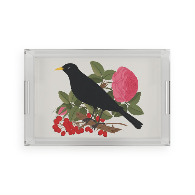 Blackbird & Rose Acrylic Serving Tray