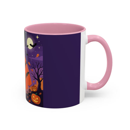 🎃🌕 The Pumpkin Moon Enchantress Colorful Mug – Elegant Halloween Masquerade