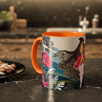 🌸🎀 The Pink Lace Garden Promenade Colorful Mug – Art Deco Fashion Elegance