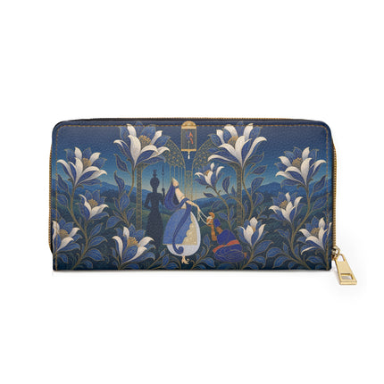 🌸💙 The Enchanted Blue Lily Courtship Wallet – Art Deco Floral Romance