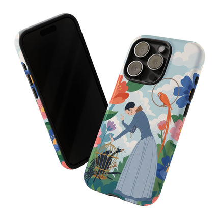 🦜🌺 The Lady Of The Garden Aviary Phone Case – Art Deco Floral Whimsy