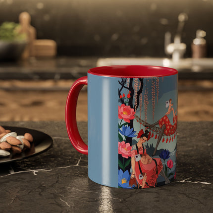 The Ladies Of The Enchanted Hammock Colorful Mugs – Art Deco Whimsical Garden Elegance