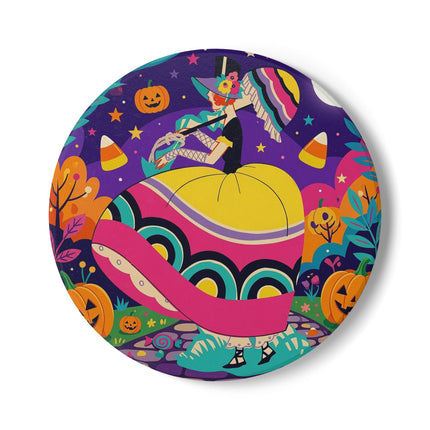 🌙🎃 The Lady Of Moonbeam Hollow Ceramic Coaster – Whimsical Halloween Charm