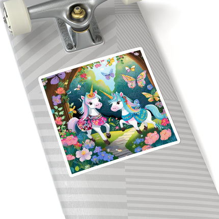 Baby Unicorns and Fluttering Butterflies Kiss-Cut Stickers (4 Sizes)