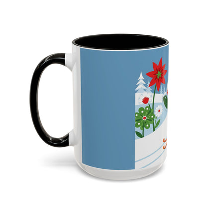 🎿❄️ The Winter Garden Skier Colorful Mug – Whimsical Holiday Fantasy