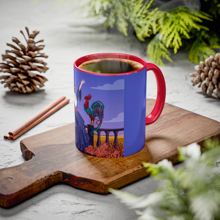 The Dawn Serenade Colorful Mug (11oz, 15oz) – Rooster Beauty, Morning Charm & Art Deco Elegance