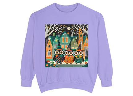 Night of the Trick-or-Treating Owlets Unisex Garment-Dyed Sweatshirt