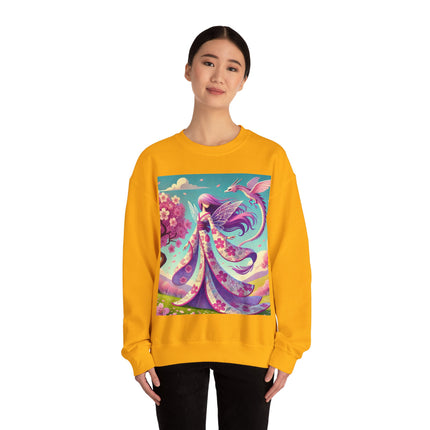 Petals in the Wind: The Kimono Fairy and the Sky Dragon Heavy Blend™ Crewneck Sweatshirt
