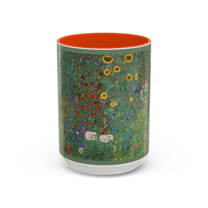 Farm Garden with Sunflowers by Gustav Klimt Colorful Mugs (11oz, 15oz)
