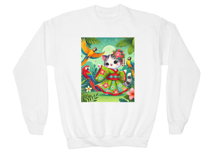 Parrot Dance of the Geisha Kitten Youth Crewneck Sweatshirt