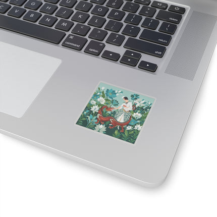🐉🌿 The Dragon Keeper Kiss-Cut Stickers – Art Deco Floral Fantasy