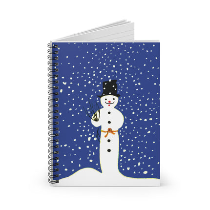 Snowman in Falling Snow Spiral Notebook - Ruled Line