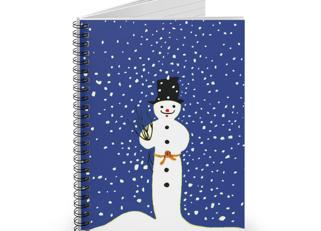 Snowman in Falling Snow Spiral Notebook - Ruled Line