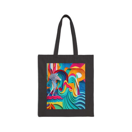 Surfing Zebra Cotton Canvas Tote Bag