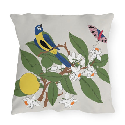 Blue Tit & Butterfly Outdoor Pillows – Spring Harmony & Delicate Beauty